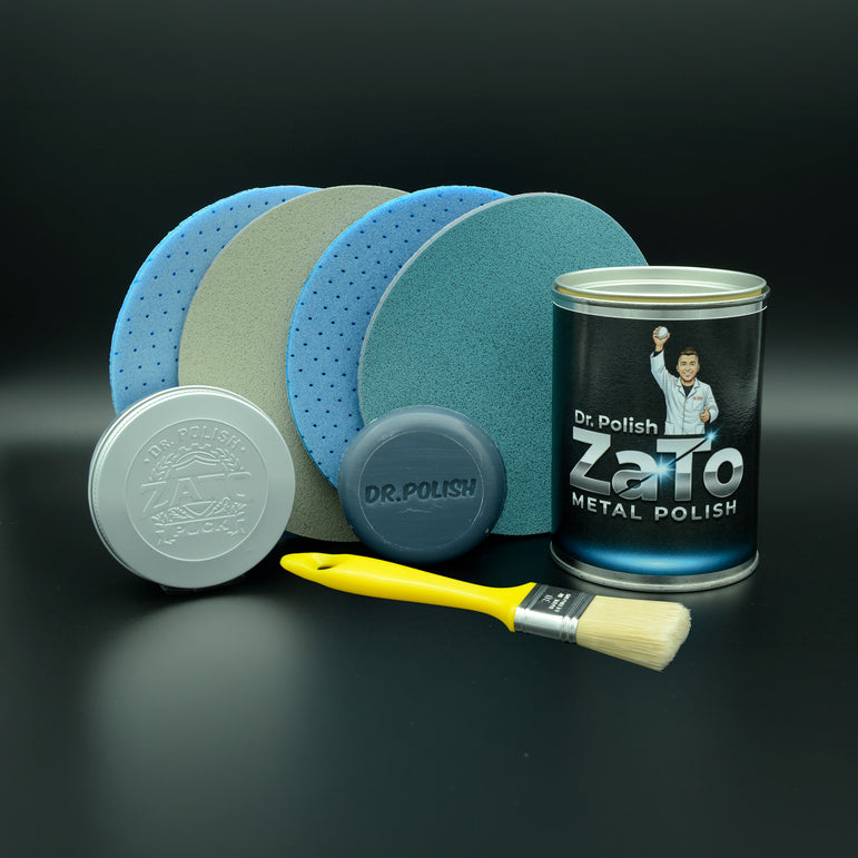 ZATO METAL POLISH Set - Metallpolitur Set - maschinelle Anwendung mit PUCK und Schleif- Polierpads