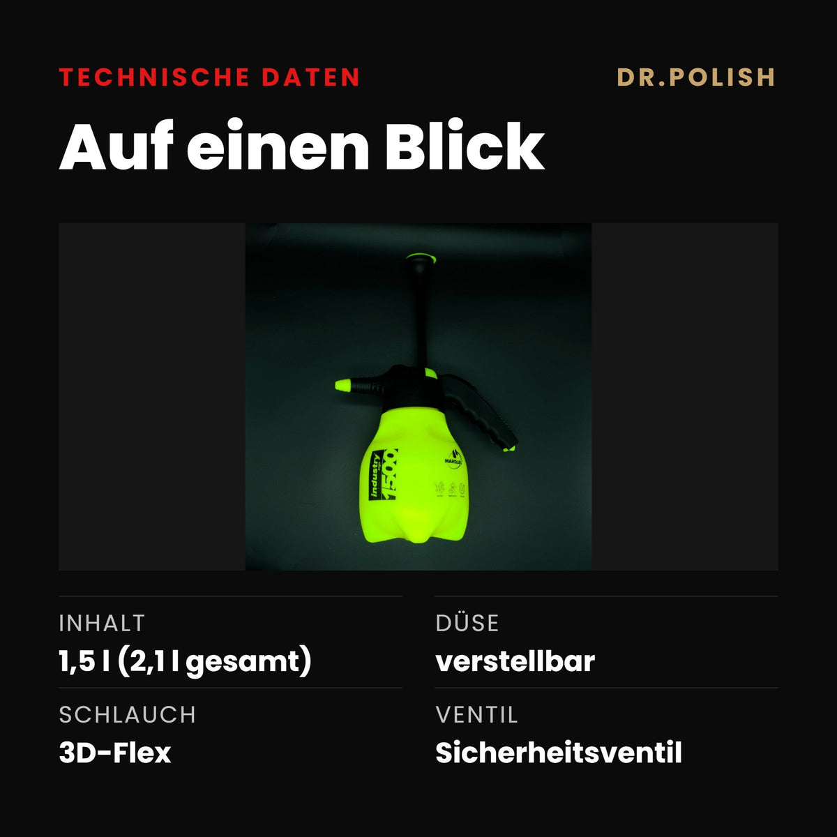 Drucksprühgerät 1,5 Liter – Technische Daten: Auf einen Blick