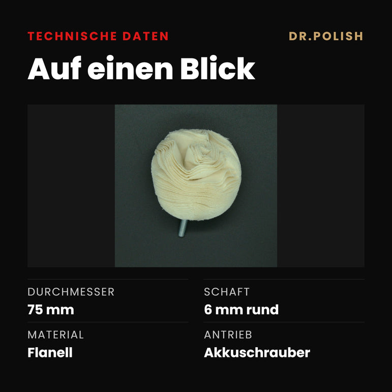 Flanell Polierball 75mm – Technische Daten: Auf einen Blick