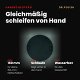 Handschleifpad 150mm Klett & Gummizug – Hauptbild Vorteile: Gleichmäßig schleifen von Hand