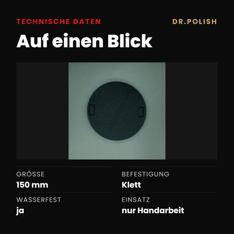 Handschleifpad 150mm Klett & Gummizug – Technische Daten: Auf einen Blick