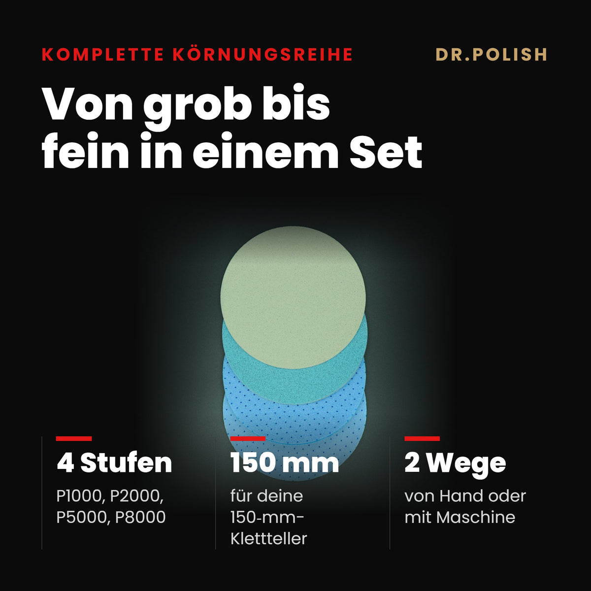 4er Set – Hauptbild Vorteile: Von grob bis fein in einem Set