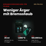 DR.POLISH x C²Coating Truck Wheel Ceramic High-Tech Felgenversiegelung (25ml) – Hauptbild Vorteile: Weniger Ärger mit Bremsstaub