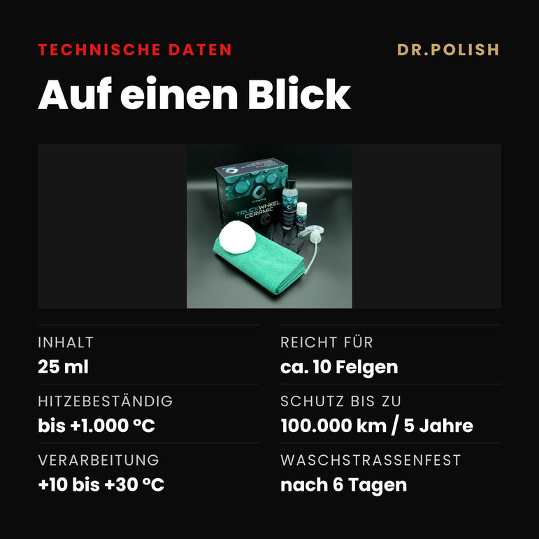 DR.POLISH x C²Coating Truck Wheel Ceramic High-Tech Felgenversiegelung (25ml) – Technische Daten: Auf einen Blick